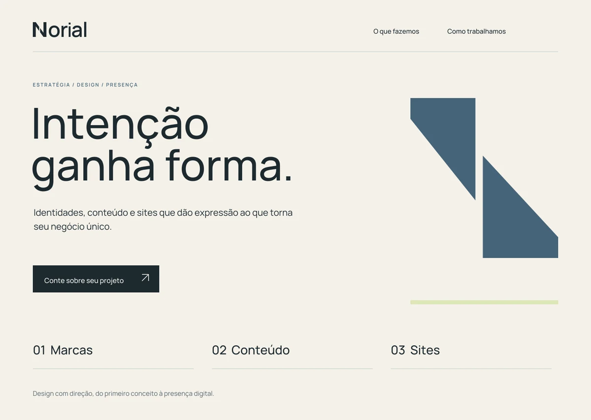 Estudo de aplicação da identidade Norial em uma página de site